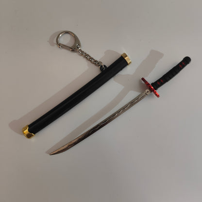 Tanjiro Kamado Mini Katana Sword Keychain – Nichirin Blade with Flame Guard | Demon Slayer