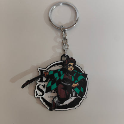 Tanjiro Kamado Spinning Metal Keychain – Fierce Tackle Stance | Demon Slayer