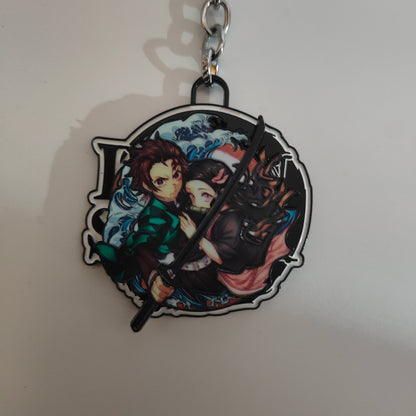 Tanjiro & Nezuko Spinning Metal Keychain – Sibling Bond | Demon Slayer