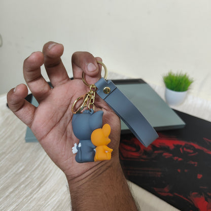 Tom & Jerry Soft Rubber Duo Keychain – Happy Chat Edition