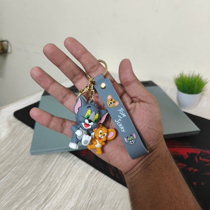 Tom & Jerry Soft Rubber Duo Keychain – Side-by-Side Stroll Edition