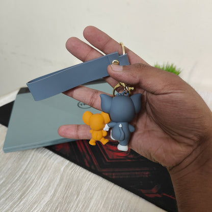 Tom & Jerry Soft Rubber Duo Keychain – Side-by-Side Stroll Edition