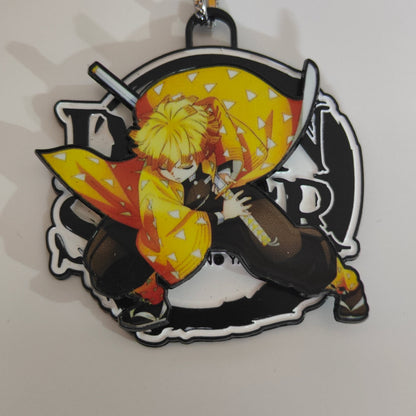 Zenitsu Agatsuma Spinning Metal Keychain – Sleeping Warrior Pose | Demon Slayer